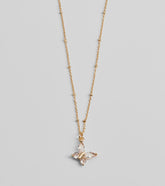 Charming Glam Cubic Zirconia Butterfly Pendant Necklace